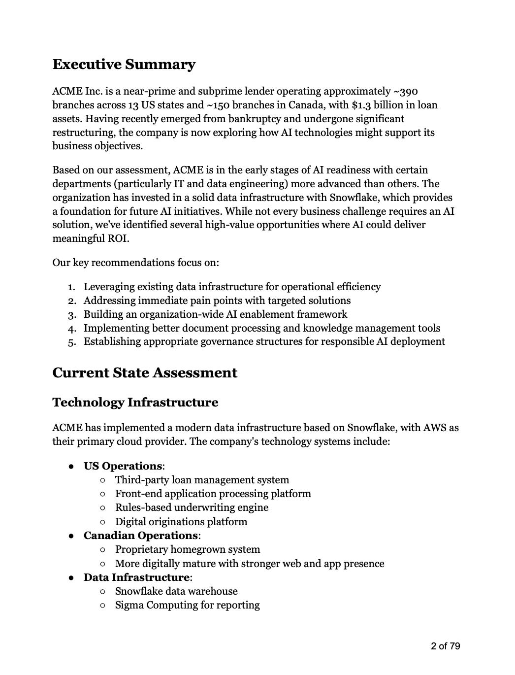 Sample AI Readiness Report